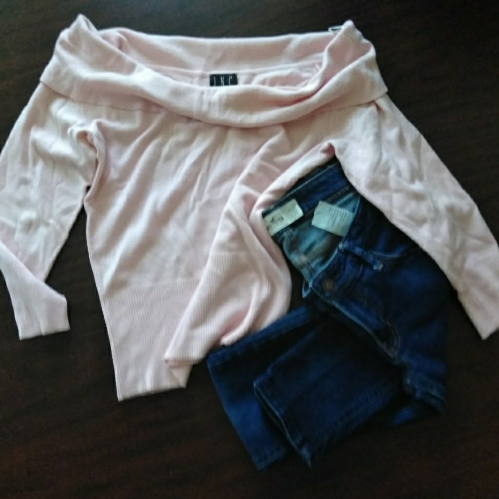 Hollister jeans and I.N.C ribbed sweater